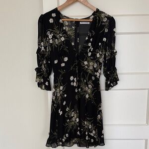Reformation Black Floral Mini Dress